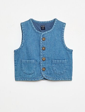 Gilet smanicato effetto jeans a coste
