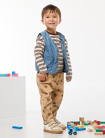 Gilet smanicato effetto jeans a coste