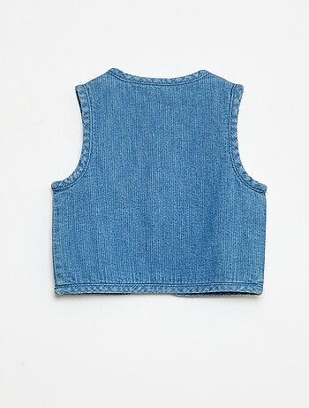Gilet smanicato effetto jeans a coste