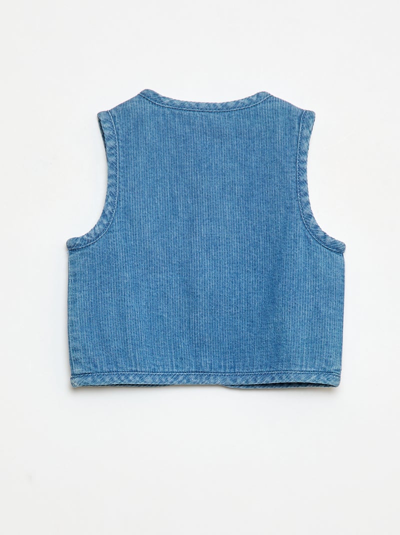 Gilet smanicato effetto jeans a coste Blu - Kiabi