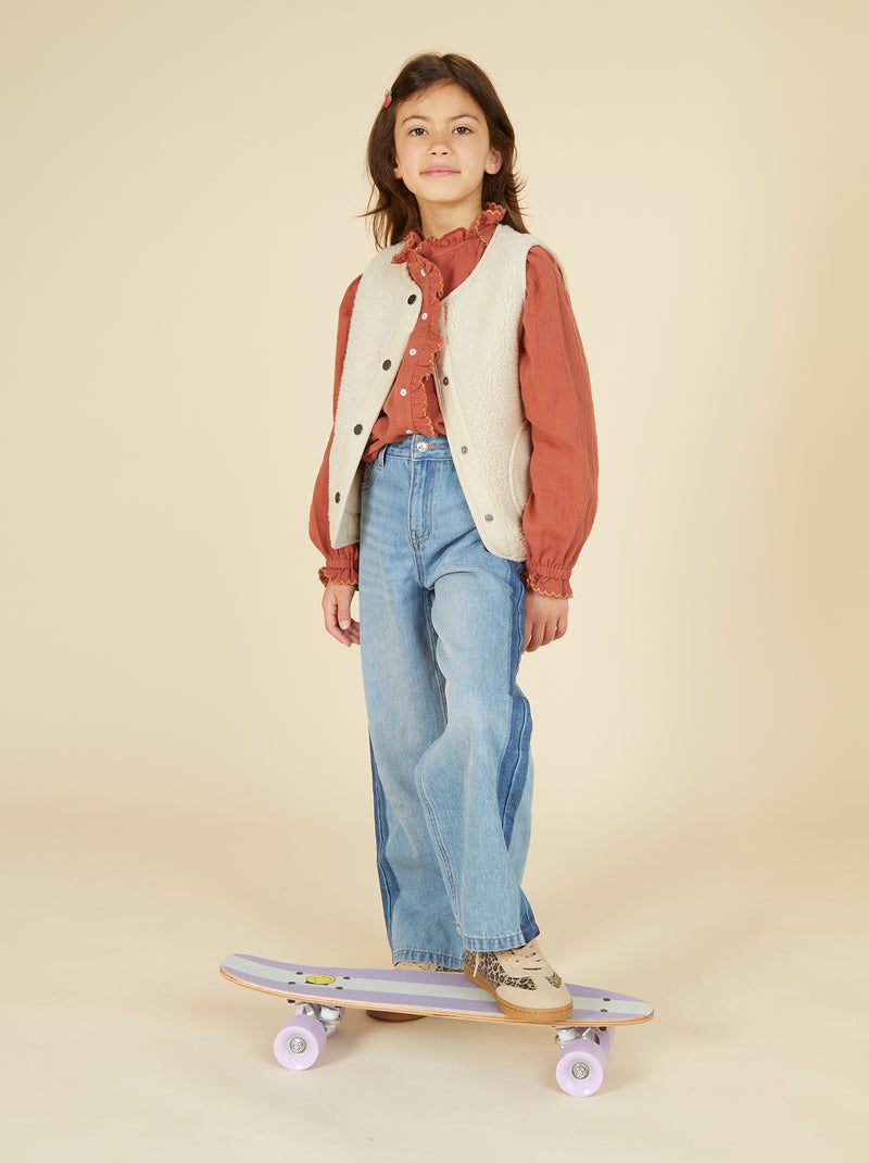 Gilet smanicato effetto montone Beige - Kiabi