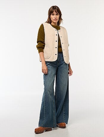 Gilet smanicato effetto montone