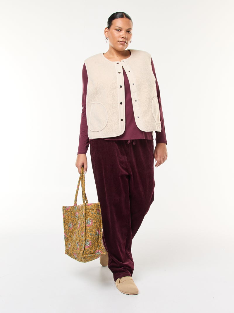 Gilet smanicato effetto montone Beige - Kiabi