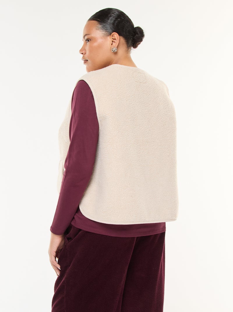 Gilet smanicato effetto montone Beige - Kiabi