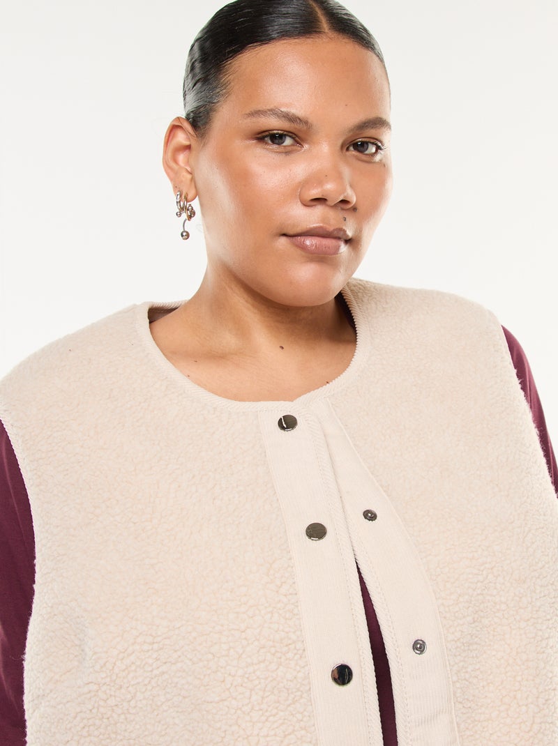 Gilet smanicato effetto montone Beige - Kiabi