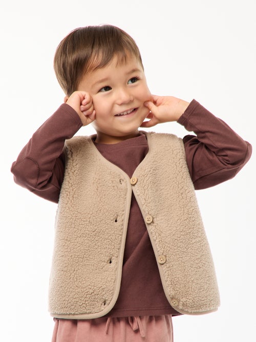 Gilet smanicato effetto montone - Kiabi