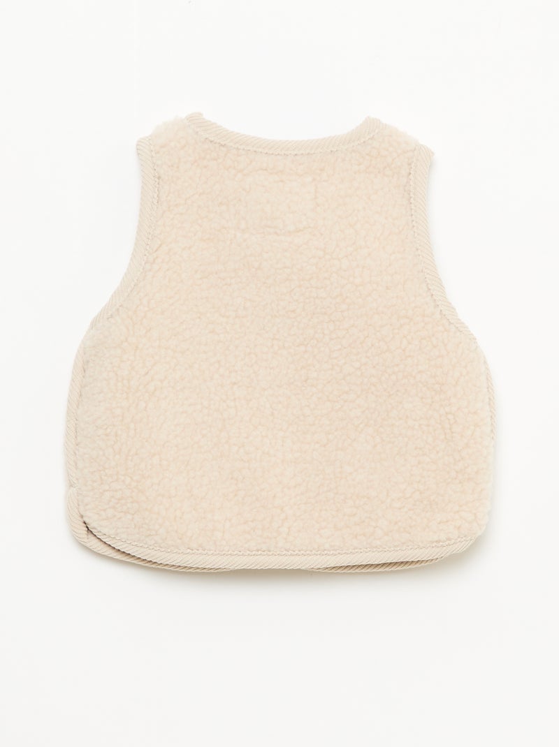 Gilet smanicato effetto montone Beige - Kiabi