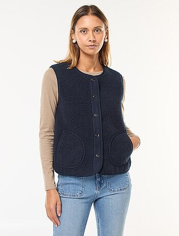 Gilet smanicato effetto montone