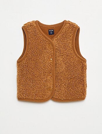 Gilet smanicato effetto montone