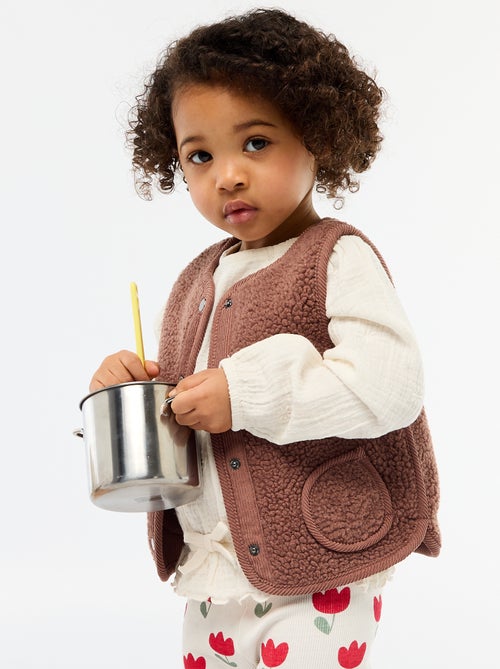 Gilet smanicato effetto montone - Kiabi