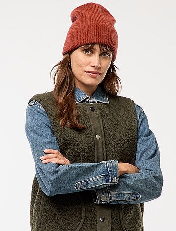 Gilet smanicato effetto montone