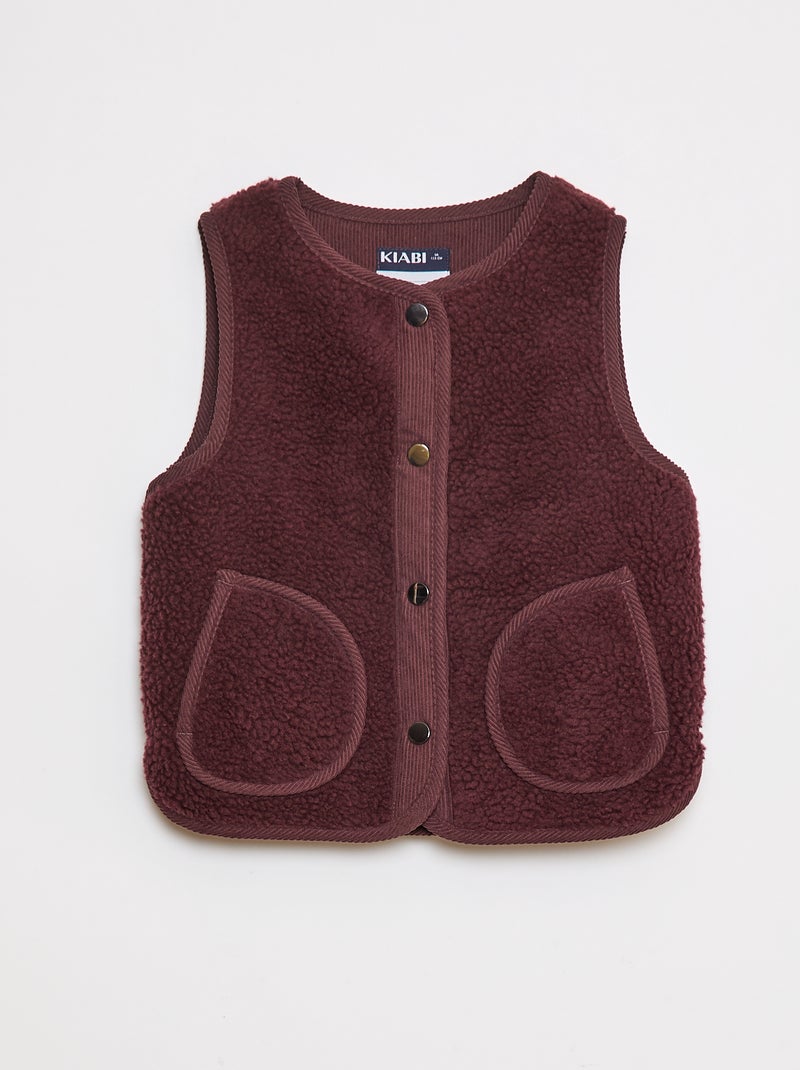 Gilet smanicato effetto montone Viola - Kiabi