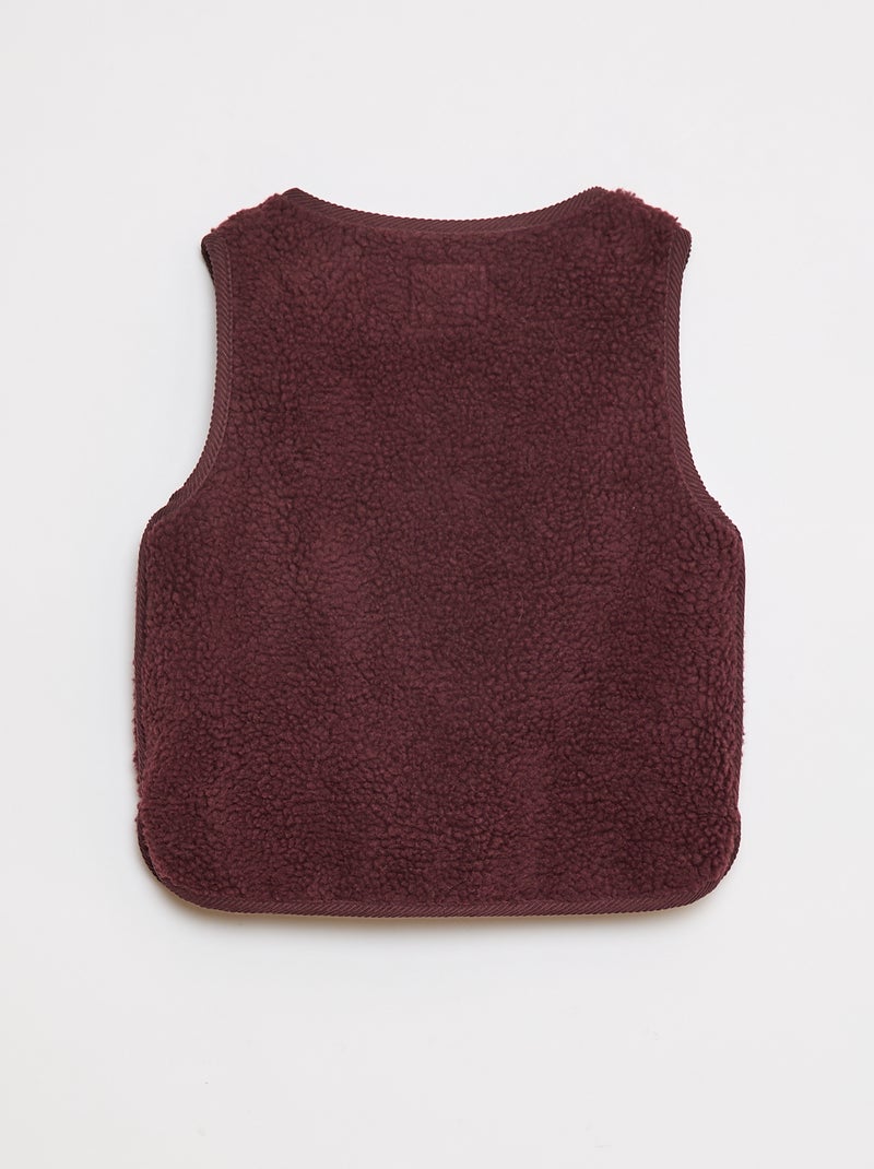 Gilet smanicato effetto montone Viola - Kiabi