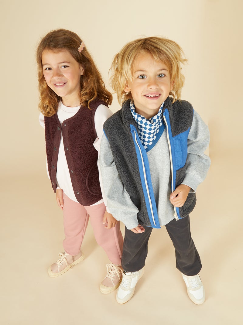 Gilet smanicato effetto montone Viola - Kiabi