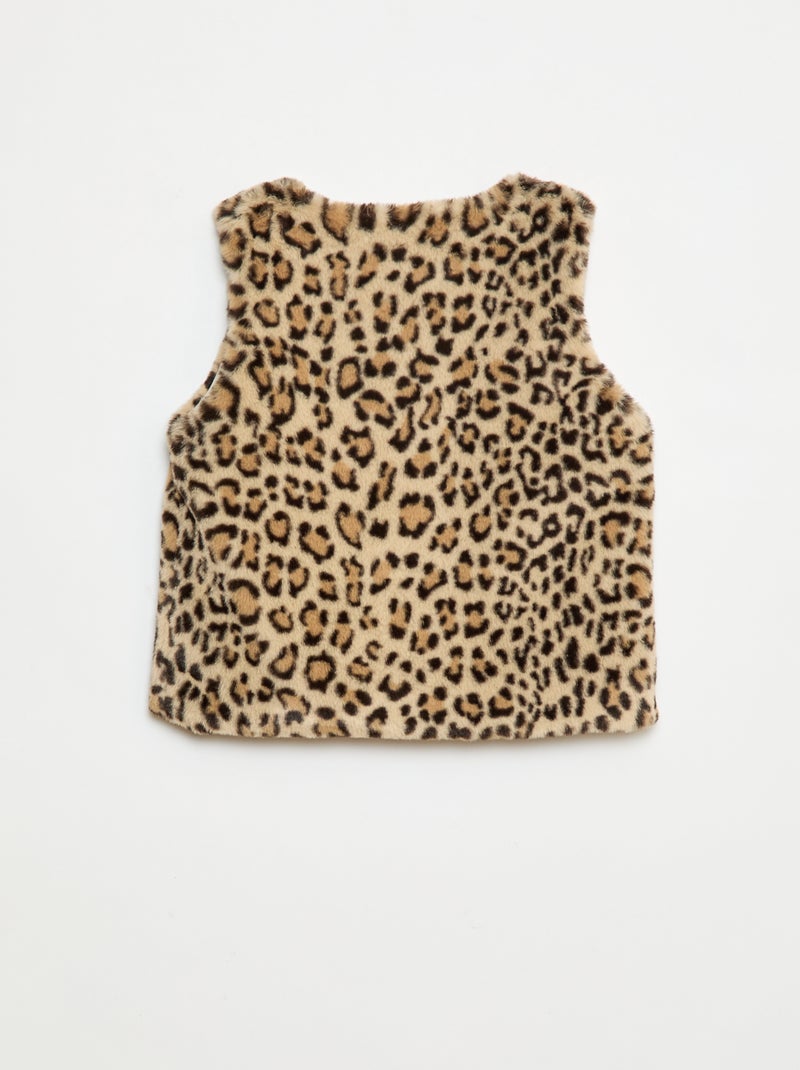 Gilet smanicato in ecopelliccia Beige - Kiabi