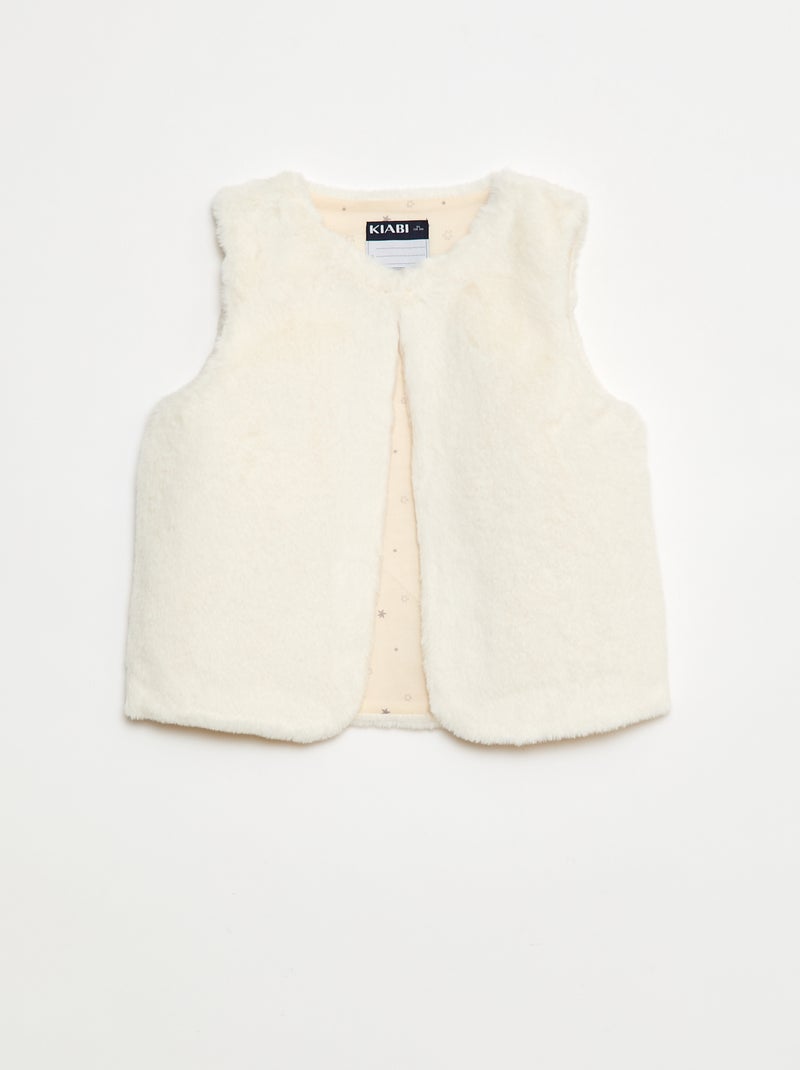 Gilet smanicato in ecopelliccia Bianco - Kiabi