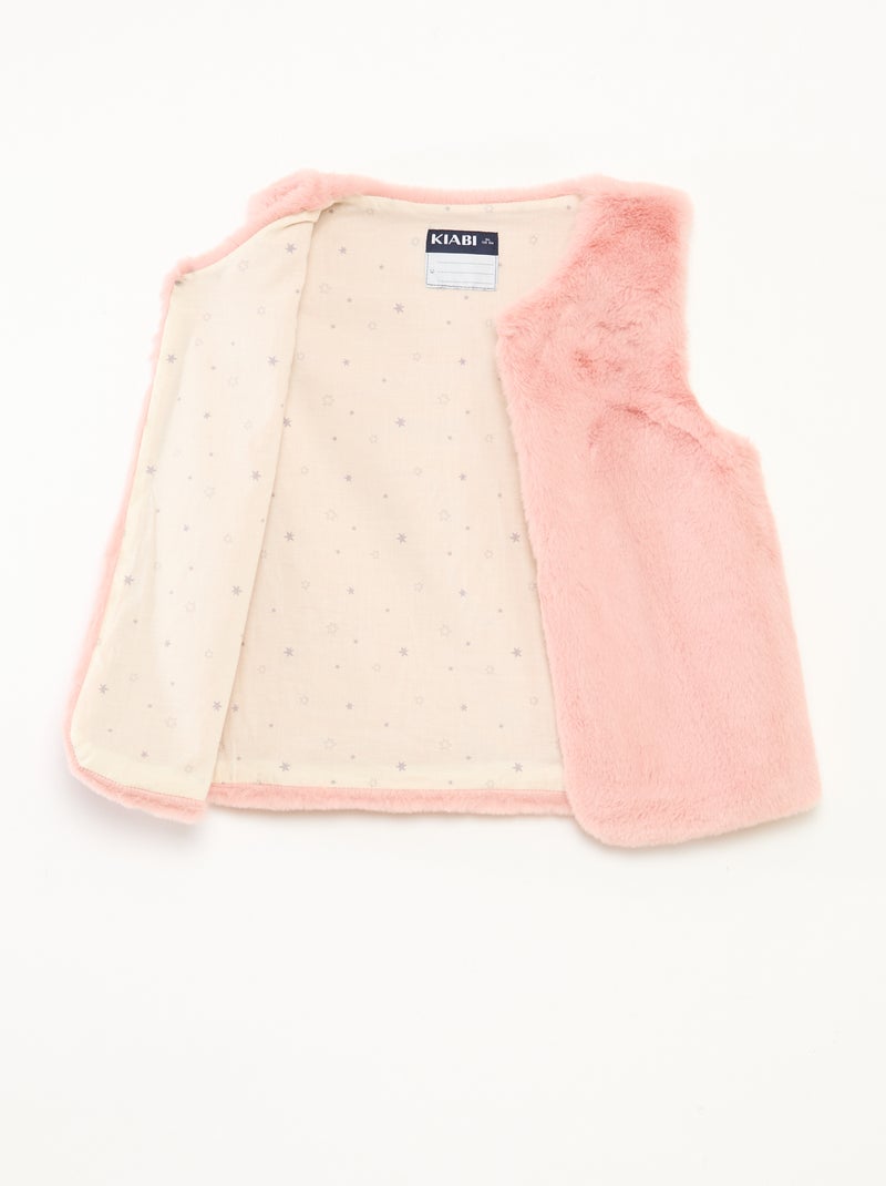 Gilet smanicato in ecopelliccia Rosa - Kiabi