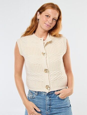 Gilet smanicato in maglia a trecce