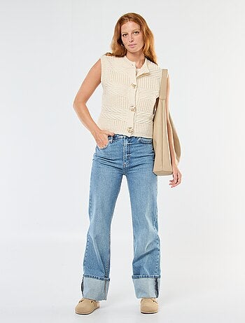 Gilet smanicato in maglia a trecce