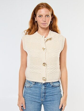 Gilet smanicato in maglia a trecce