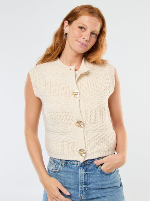Gilet smanicato in maglia a trecce - Kiabi