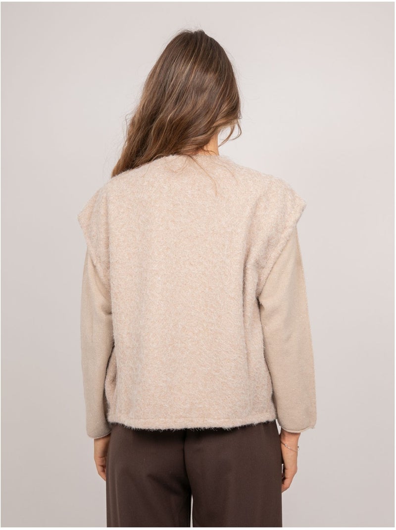 Gilet smanicato in maglia bouclé ujara Beige - Kiabi