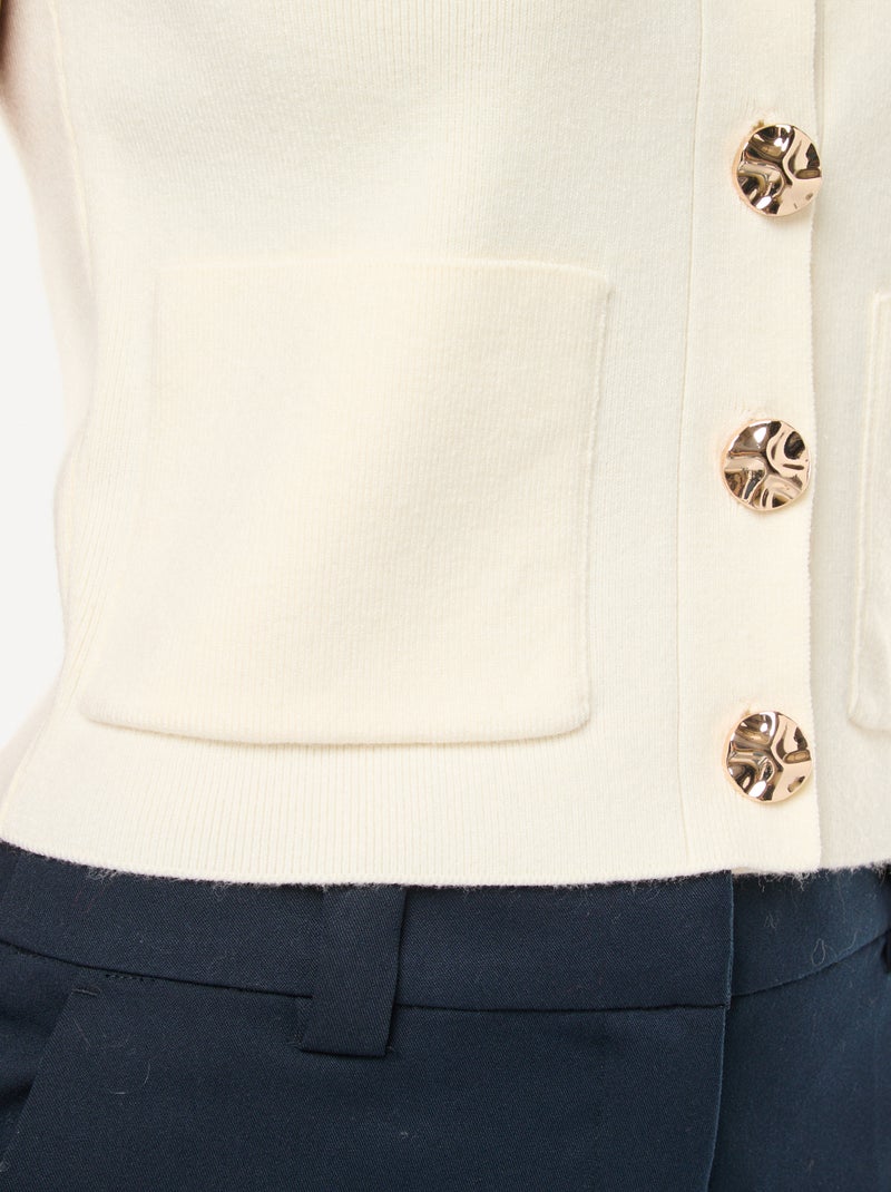 Gilet smanicato in maglia ottoman Bianco - Kiabi
