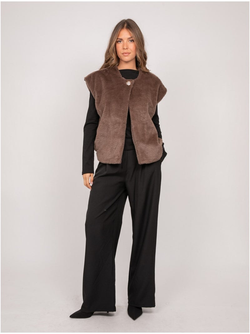 Gilet smanicato in pelliccia sintetica ulla Marrone - Kiabi