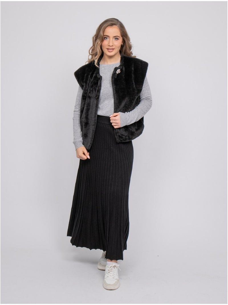 Gilet smanicato in pelliccia sintetica ulla Nero - Kiabi