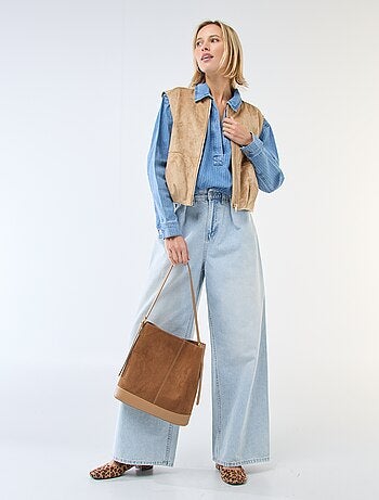 Gilet smanicato in suede