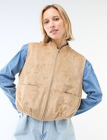 Gilet smanicato in suede