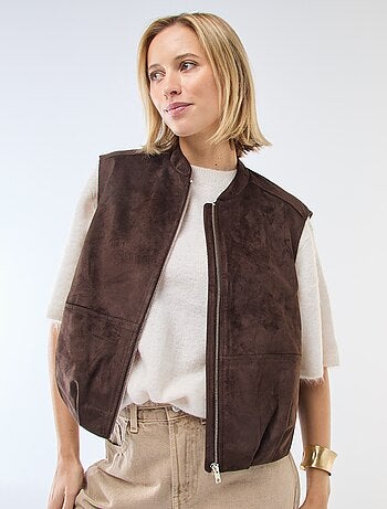 Gilet smanicato in suede