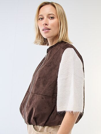 Gilet smanicato in suede