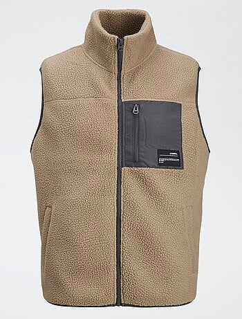 Gilet smanicato 'JJrebel' effetto montone a contrasto