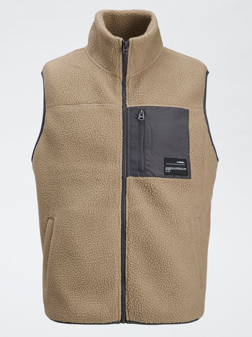 Gilet smanicato 'JJrebel' effetto montone a contrasto - Kiabi