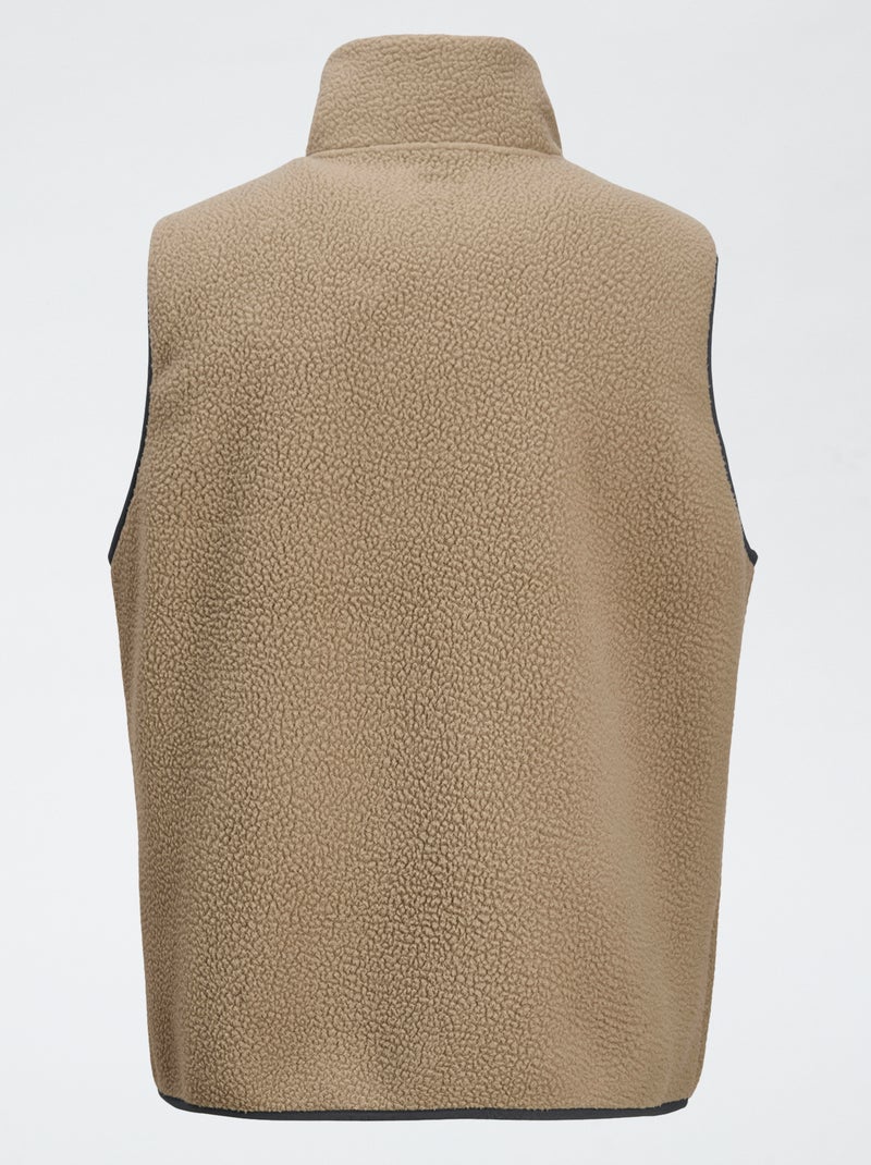Gilet smanicato 'JJrebel' effetto montone a contrasto Beige - Kiabi