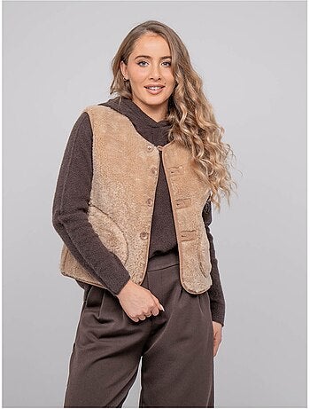 Gilet smanicato reversibile effetto montone upokia
