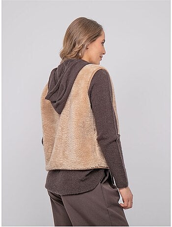 Gilet smanicato reversibile effetto montone upokia