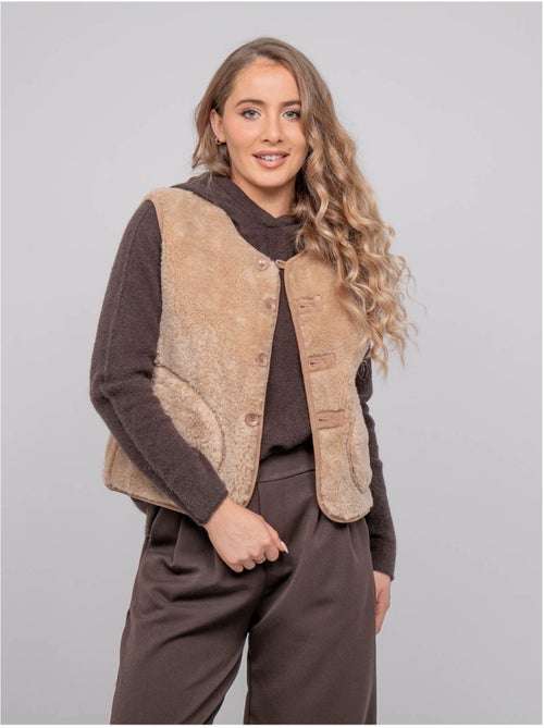 Gilet smanicato reversibile effetto montone upokia - Kiabi