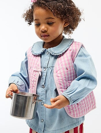 Gilet smanicato reversibile in popeline