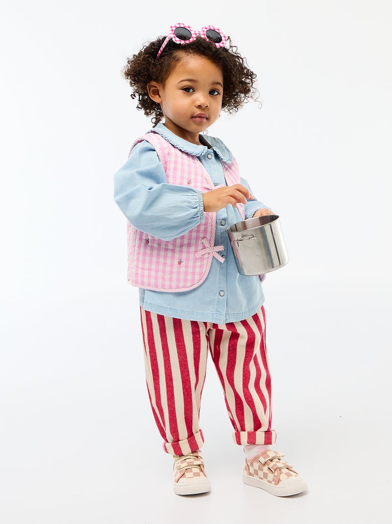 Gilet smanicato reversibile in popeline Rosa - Kiabi