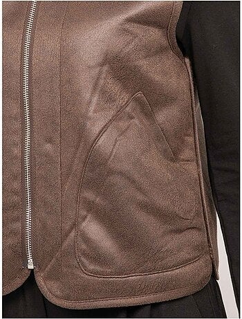 Gilet smanicato reversibile in scamosciato e pelliccia sintetica umiya
