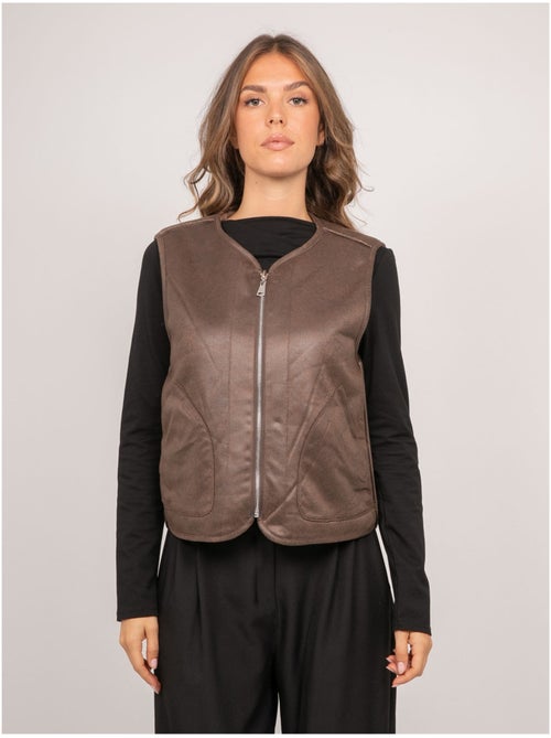 Gilet smanicato reversibile in scamosciato e pelliccia sintetica umiya - Kiabi