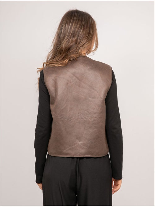 Gilet smanicato reversibile in scamosciato e pelliccia sintetica umiya - Kiabi