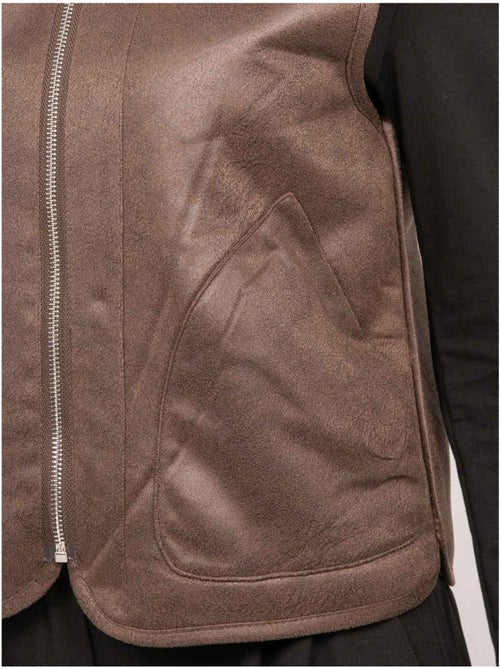 Gilet smanicato reversibile in scamosciato e pelliccia sintetica umiya - Kiabi