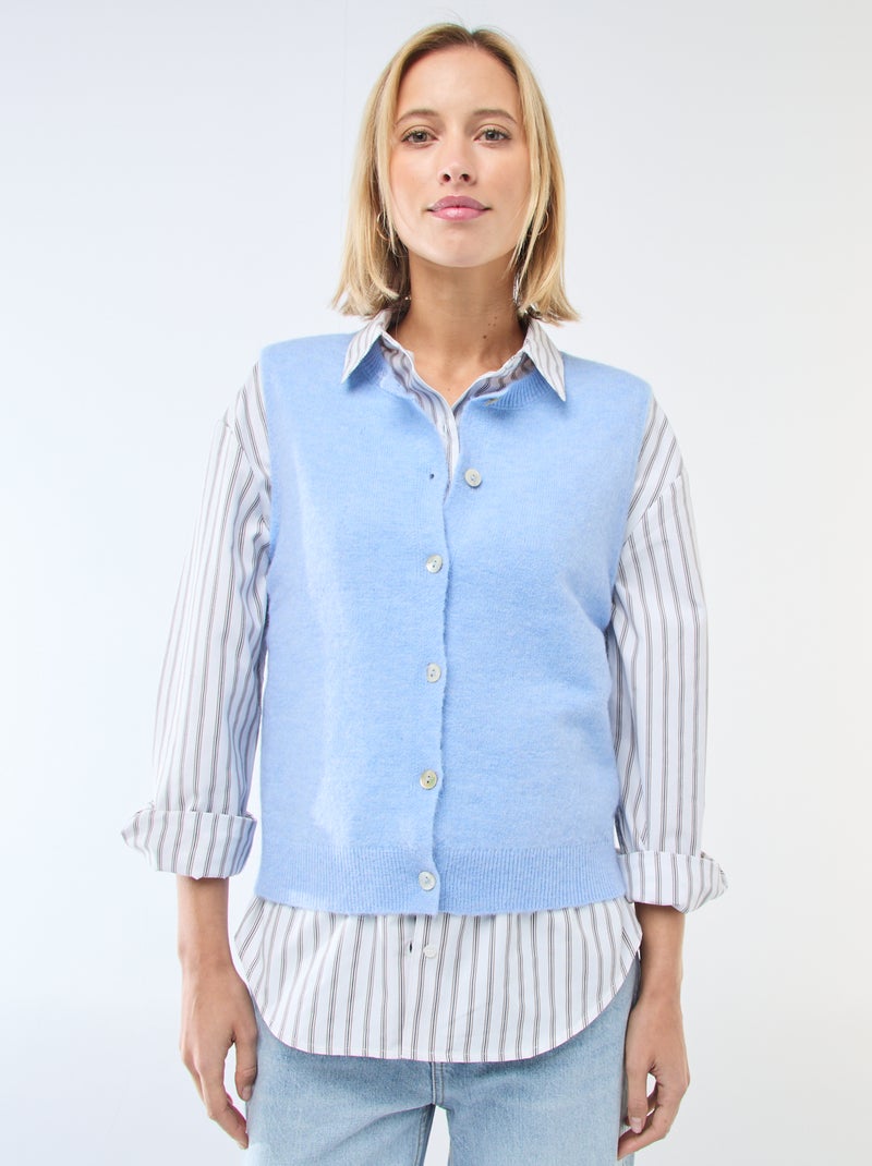 Gilet smanicato tinta unita Blu - Kiabi