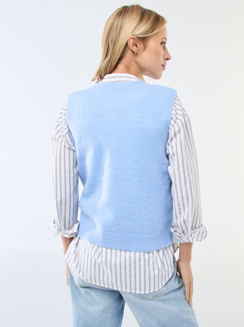 Gilet smanicato tinta unita Blu - Kiabi
