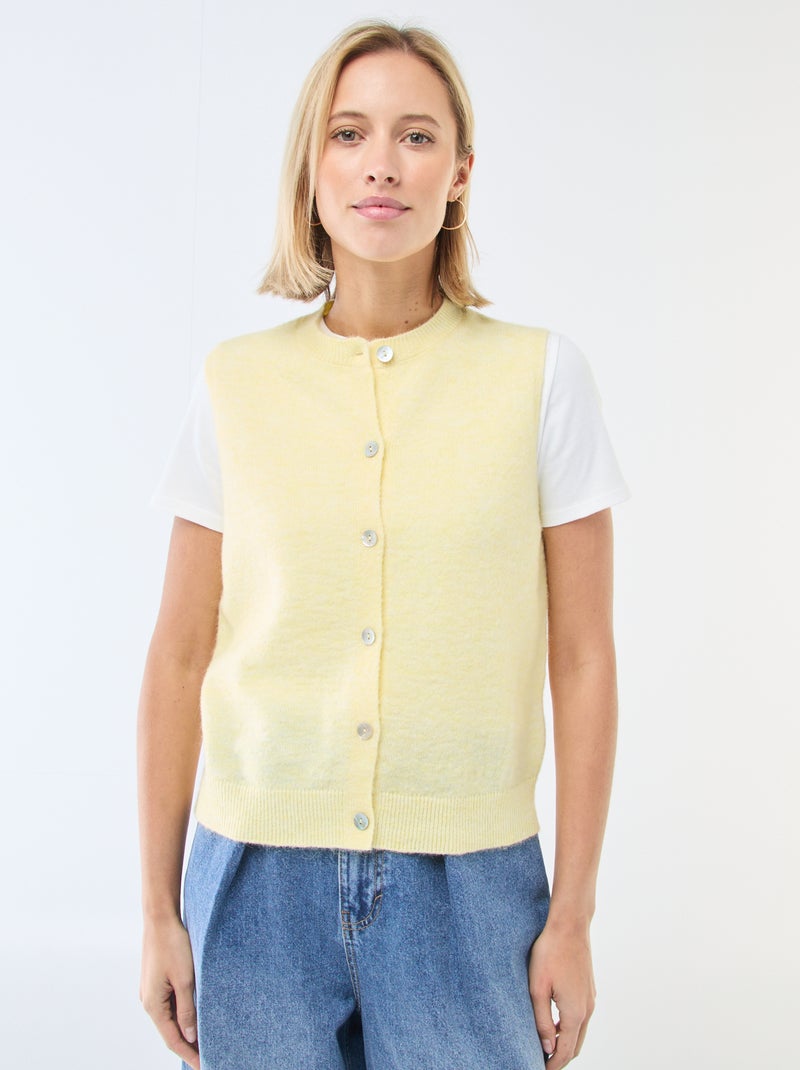 Gilet smanicato tinta unita Giallo - Kiabi