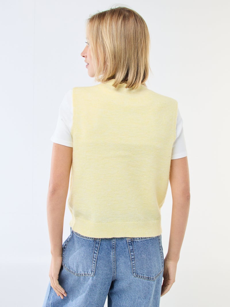 Gilet smanicato tinta unita Giallo - Kiabi