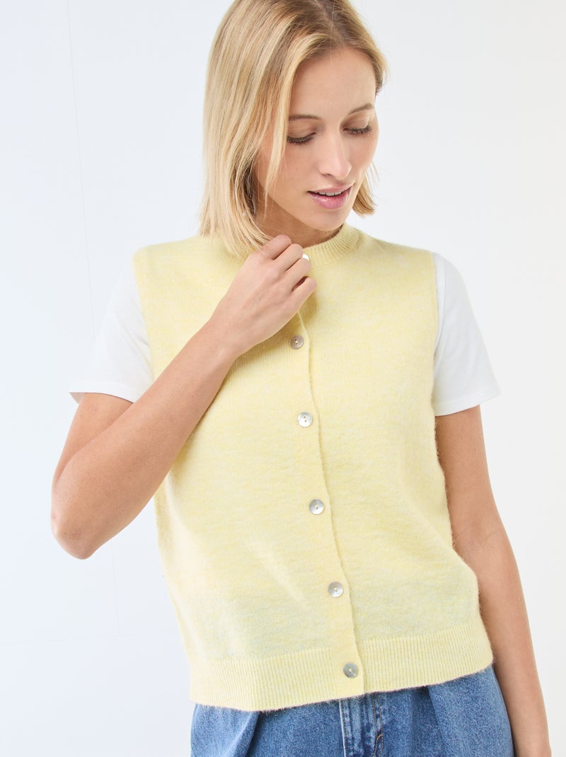 Gilet smanicato tinta unita Giallo - Kiabi